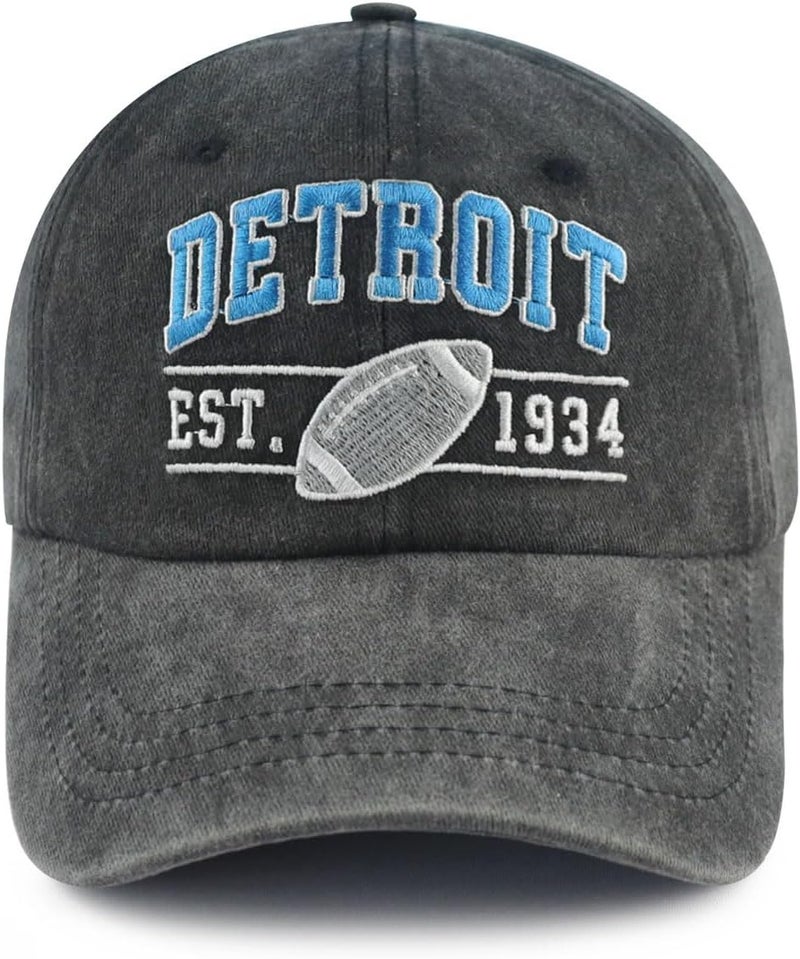 Terojnkl Embroidered City Football Hat for Men Women, Adjustable Unisex Cotton Fans Baseball Cap - Image 1